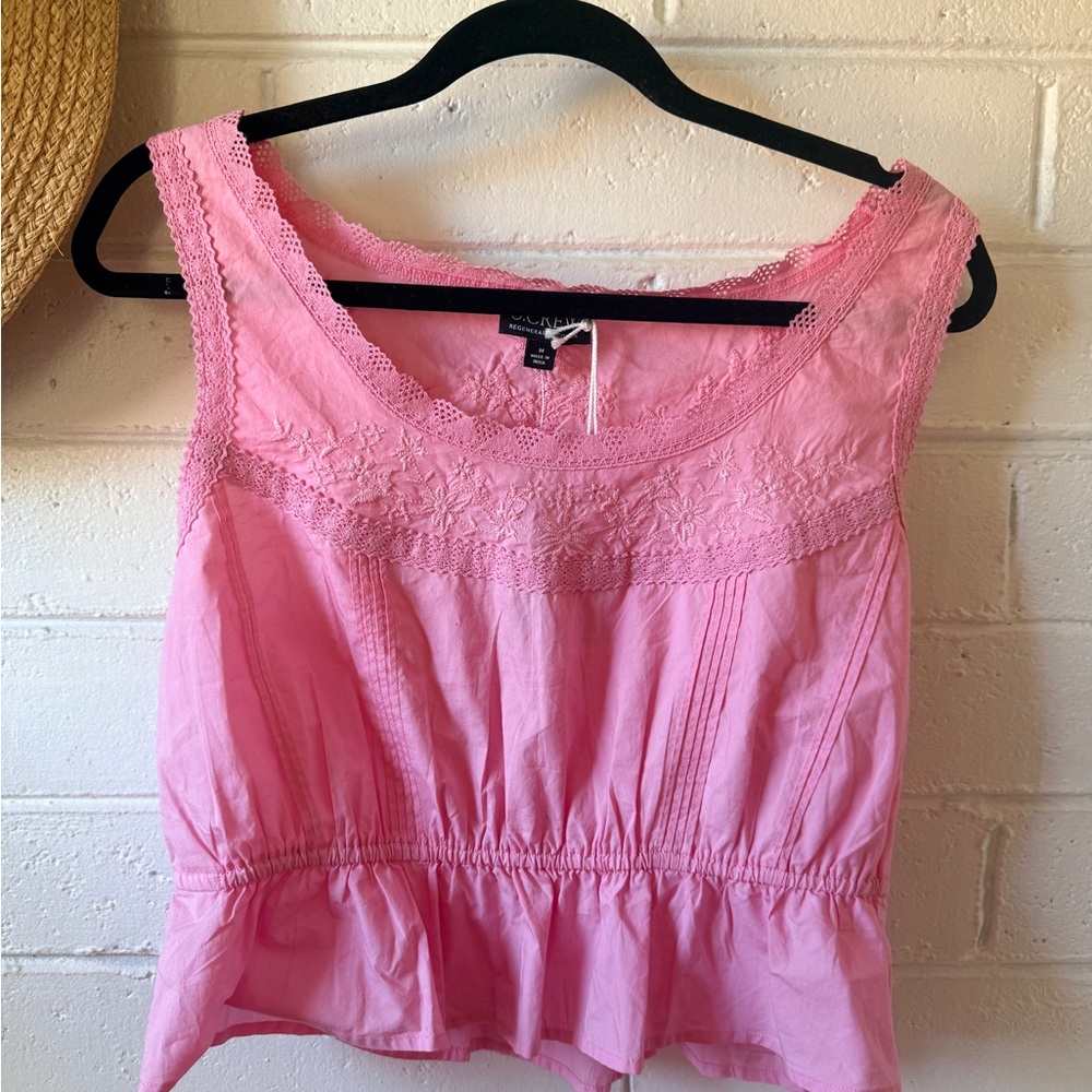 J. Crew Flutter-hem tank in cotton poplin Pink - Picture 3 of 7